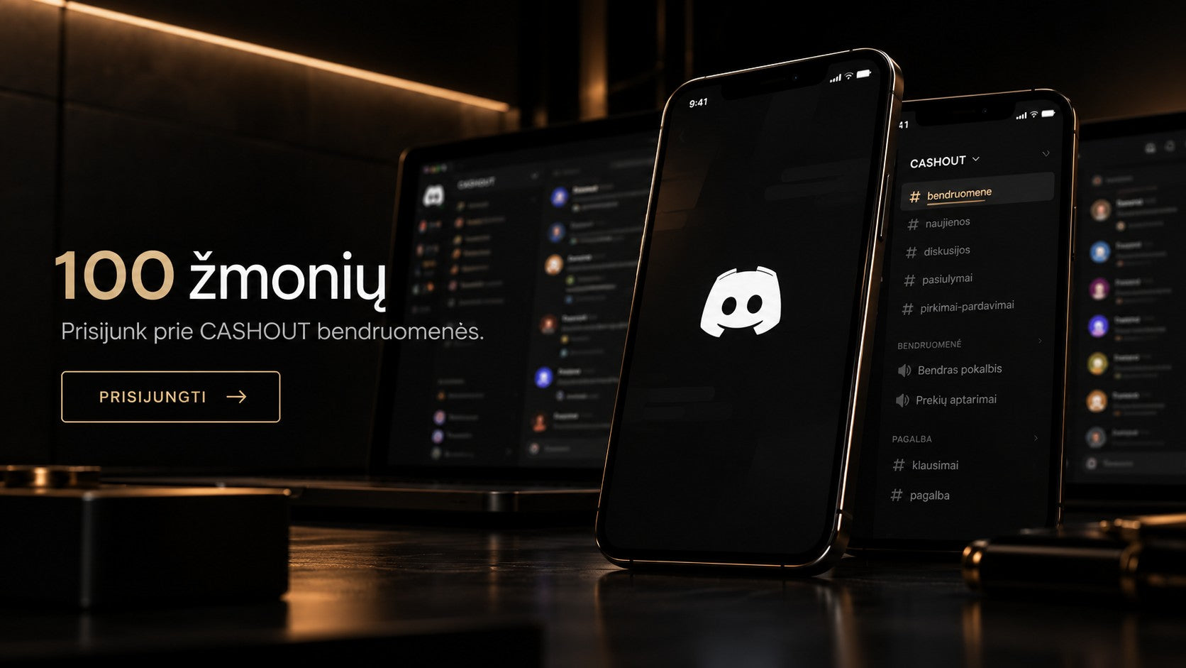 Cashout bendruomenė Discord platformoje